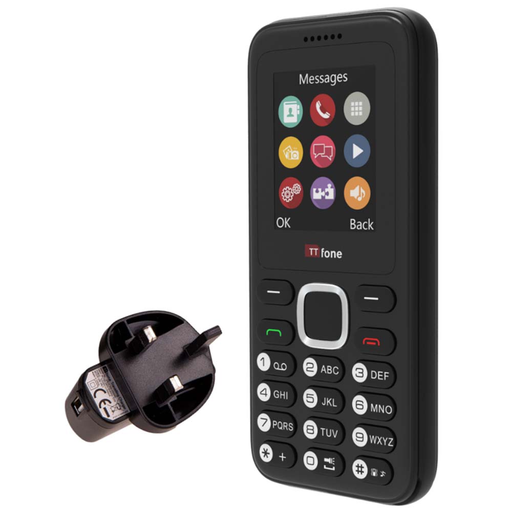 Black TT150 Mobile Phone with Mains Charger